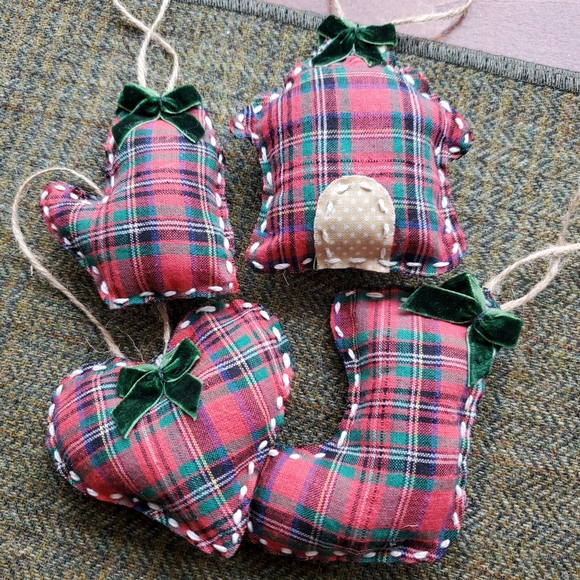 Set Of 4 hand-made Christmas Ornaments Holiday - Picture 3 of 7